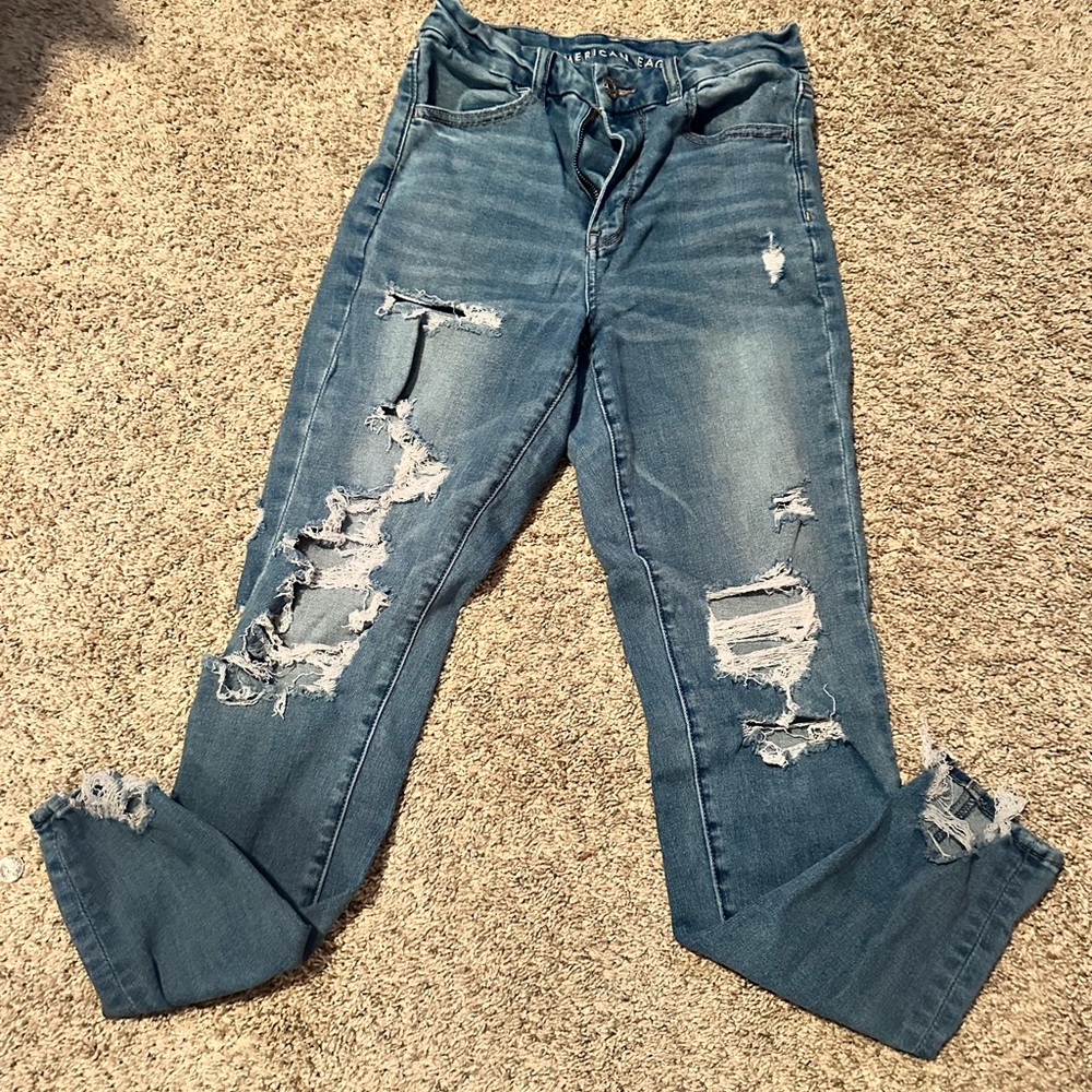 American Eagle Outfitters Ripped Blue Skinny Jeans